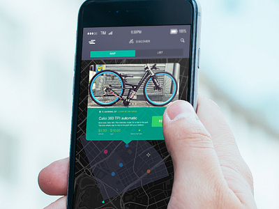 Bike share app bike card discovery ios mapbox search share