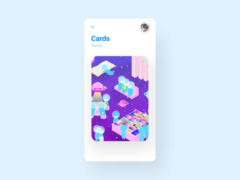 Worlds of Books after effects animated gif animation 2d app book card illustration isometric looping gif motion playground ui