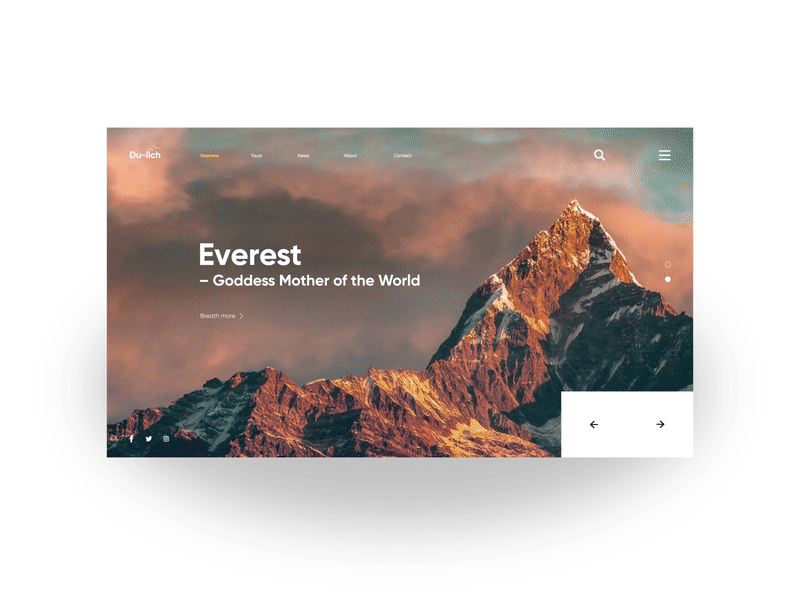 Mystical Beauty of the Mountains after effects animation homepage interaction looping gif minimalism motion mountain nature slider travel ui web design website