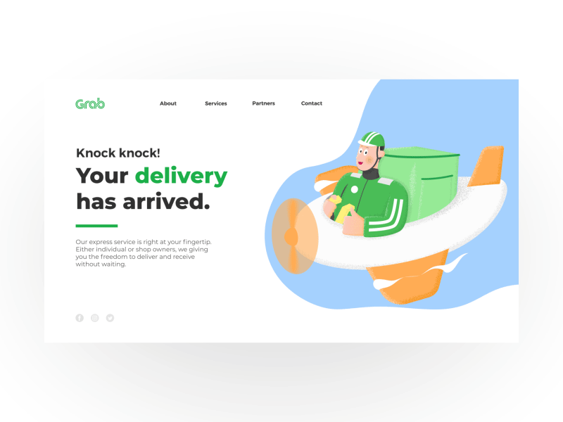 Grab Delivery Concept after effects aircraft animated gif animation animation 2d delivery illustration looping gif motion ui web