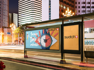 #IQArtist Teddy Kang - Swatch ad advertisement artistique international billboard branding design digital illustration digitalart illustration swatch watch watchface
