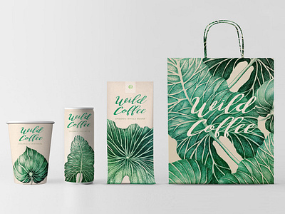Wild Coffee Branding artistique international botanical branding coffee green house plants illustration leaves packagedesign packaging plants trendy