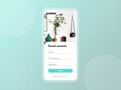 DAILY UI #1 — Sign Up account app app design dailyui decoration design interface signup ui