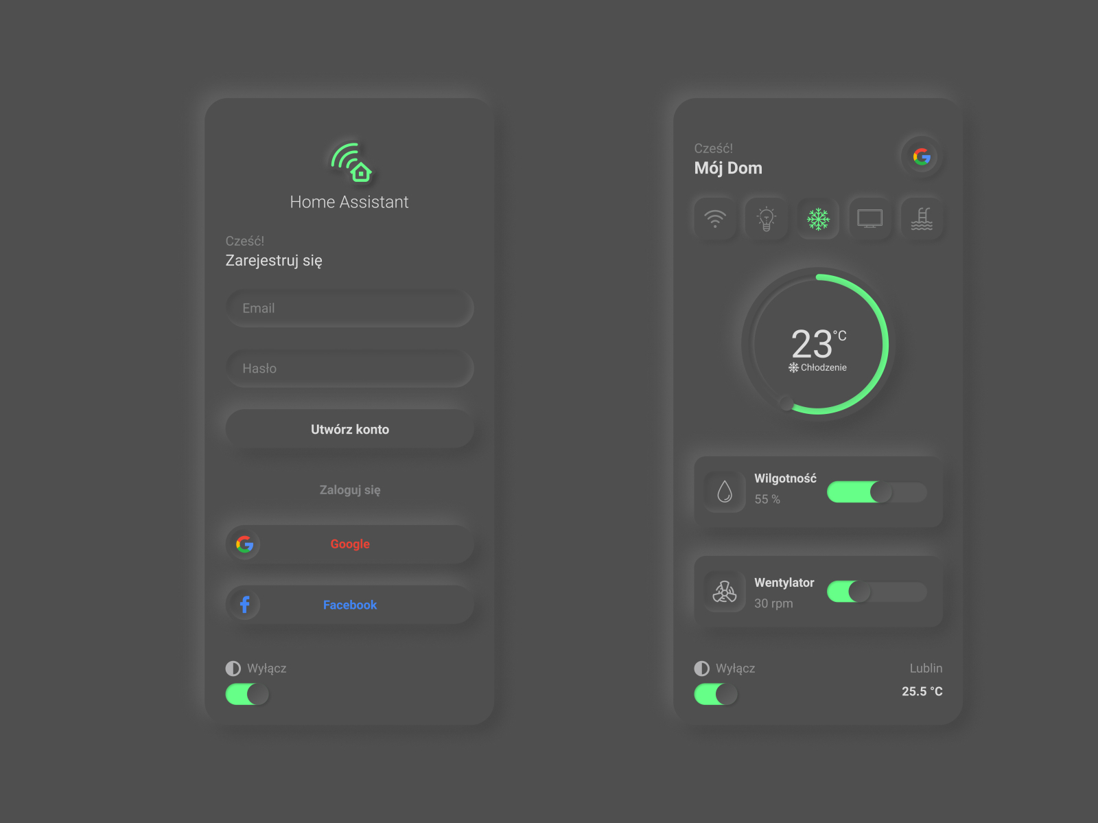  Home  Assistant  Neumorphic UI  Dark by Tomasz on Dribbble