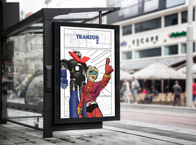 Bus Stop Billboard Mazinger Z or Tranzor Z 3d art animeart comic books comics logo mangaart mazinger robots tranzor z