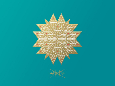 Flakey gold line art snowflake