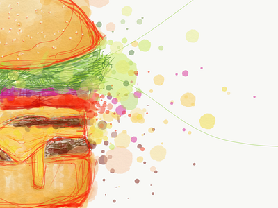 Water Burger burger illustration watercolor