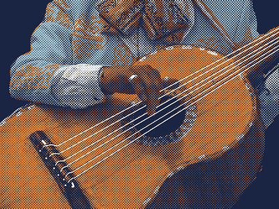 Mariachi Fox Detail fox guitar halftone illustration mexico