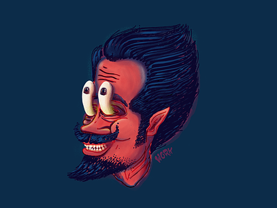 Mischievous Mustache Man character digital painting illustration