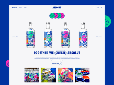 TOGETHER WE CREATE ABSOLUT absolut vodka challenge design flat graphic landingpage limited edition study ui