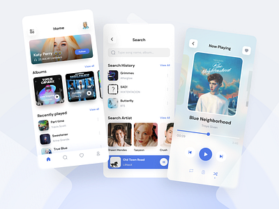 Music Player App Design challenge concept daily design glassmorphism music music player shots ui