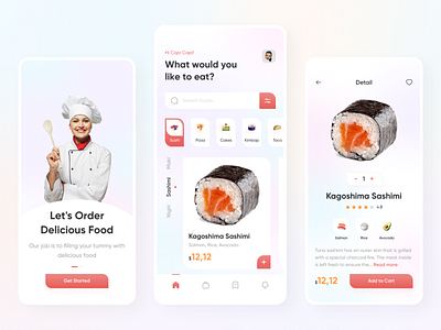 Food Order App Concept challenge concept flat food order graphic design illustration mobile app sushi ui