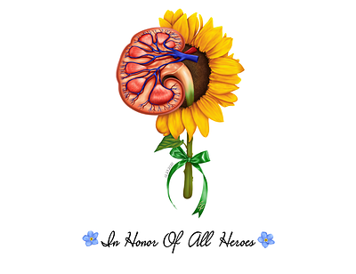 Celebrate Life digital illustration digitalart flowers illustration kidney photoshop ribbon sunflower