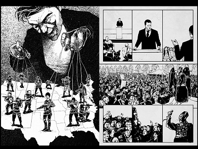 DIVIDED STATES art black white comic comic art comic book illustration ink states