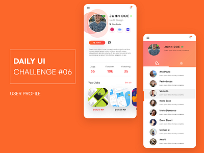 User Profile Daily Ui Challenge #06 - Orange Concept app brazil chat daily ui dailyui design follow followers following jobs profile profile page social ui uidesign user ux