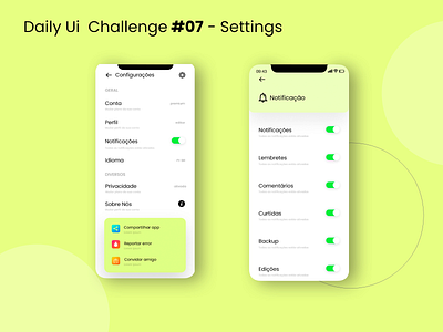 Settings Daily Challenge #07 - Yellow concept app brazil daily ui dailyui design mobile mobile app mobile design mobile ui settings ui