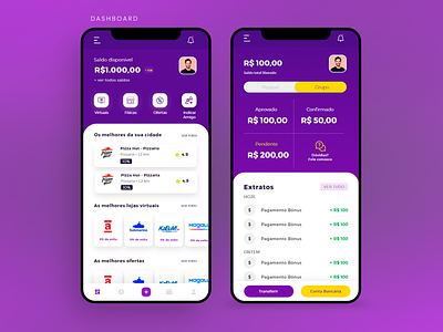 App Cashback - Mobile iOs app bank brazil cashback color dashboard dashboard ui design finance ios mobile app mobile ui portuguese purple ui ui design ux design