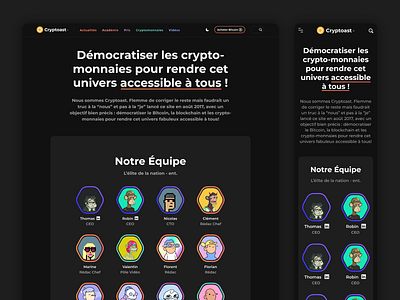 Responsive - Cryptoast Team Website avatar bitcoin crypto cryptoast cryptocurrencies cryptocurrency design ethereum nft nfts our team page polygon team ui ux website