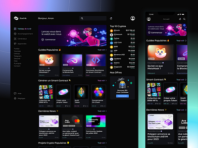 Responsive - Web3 Crypto Website bitcoin blue blur branding crypto cryptocurrencies cryptocurrency cyan dashboard design ethereum gradient illustration logo pink purple site ui ux website