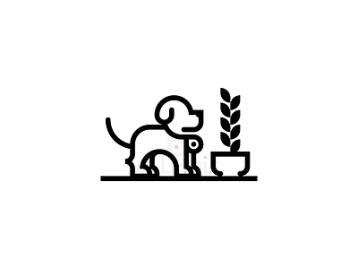 A little dog art black and white dog drawing geometric graphic design illustration minimalism plant vector