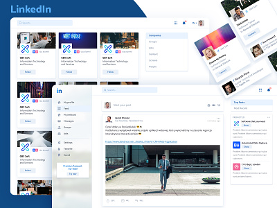 LinkedIn – Re-design Concept ads card design chat design explore feed layout design linkedin menu newsfeed re-design simple simplicity ui ux white