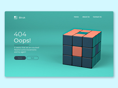 404 - Cube 3d 404 404 error branding cinema4d design digital muzli page not found render rubik ui