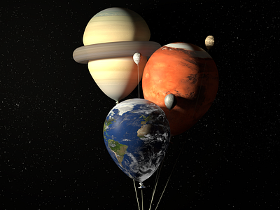 planets 3d abstract balloon balls c4d cinema4d earth mars moon planet saturn space