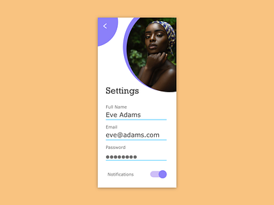 DailyUI  Day 7 - Settings