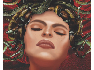 Medusa: A Digital Painting art design detail digital art digital painting illustration medusa photoshop portrait print