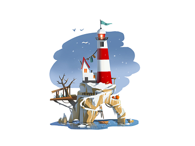 Gardener's Lighthouse digital gardener house illustration lighthouse