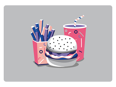 American Dream fast food hamburger illustration russia usa vector