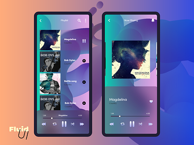 Fluid UI Music Player 2021 3d adobe xd elegent fluid fluid art gradient minimal mobile app mobile ui music app player ui trends 2021 trendy ui ux