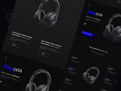 Headphone Landing Page | Dark dark figma headphone landing page tech techno ui ux ux design web design web page design web ui