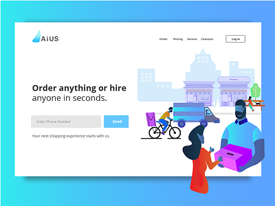 Delivery Apps Landing Page adobe xd delivary digital product design gradient hero section illustration landing page web design