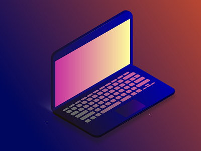 Realistic Isometric Laptop digital product design gradient illustration minimal mockup web design