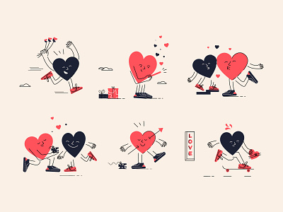 Valentine character flat heart illustration illustrator love minimal valentine vector