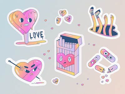 Aesthetic Cartoon Hearts' Sticker