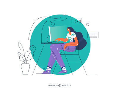 Web illustration abstract branding design flat illustration illustrator logo minimal office ui vector web ilustration woman woman