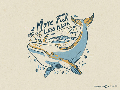 Whale swimming line art design ecology fish illustration ocean print quote sea t shirt vector whales wimming