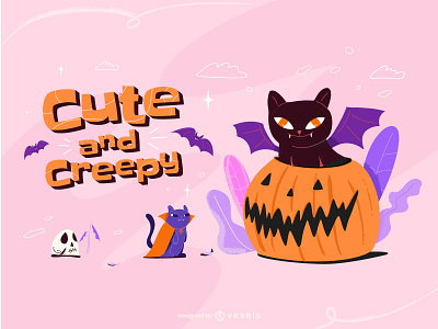 Cute and creepy badge cat costume covid creepy cute design halloween holiday horror illustrator monsterhorror pumpkin seasonal spooky treat trick vector