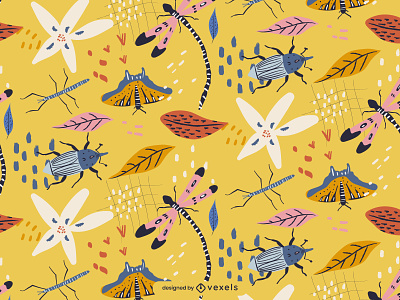 Pattern spring bug dragon-fly editable pattern insect insects nature pattern pattern design repeatable pattern seamless pattern spring texture patterns tileable pattern