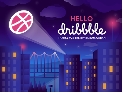 Hello, Dribbble! debutshot first shot hello hello dribbble illustration invitation vector art