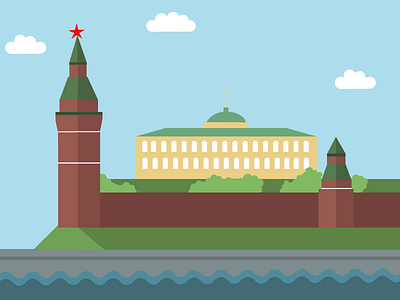 Kremlin — I Learn to Draw Marathon, Day 9 architecture flat illustration illustrator kremlin