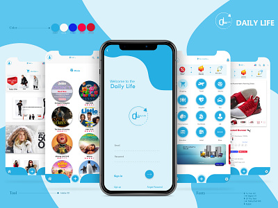 Daily life Application concept application design application ui concept design illustration mobile app design mobile application design ui ui design ui desinger ux ux design ux designer