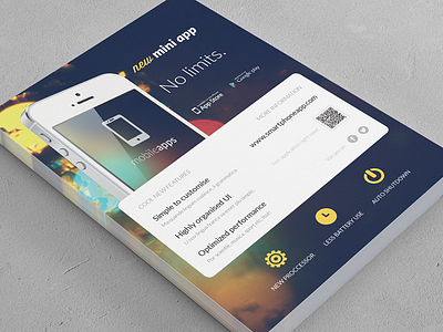Mobile Application / Phone App flyer #2 ad app flat flyer icon indesign iphone minimal mobile phone print smartphone