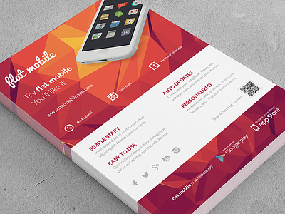 Mobile Application / Phone App flyer #3 ad app flat flyer icon indesign iphone minimal mobile phone print smartphone