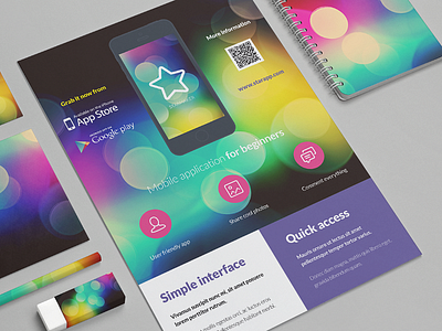 Mobile Application / Phone App flyer #5 ad app flat flyer icon indesign iphone minimal mobile phone print smartphone