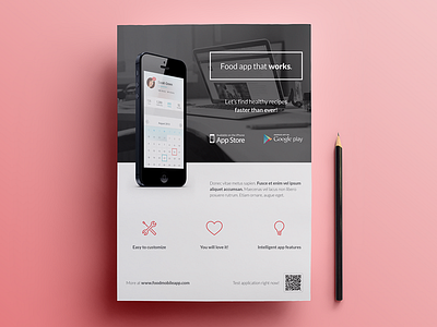 Mobile Application / Phone App flyer #4 ad app flat flyer icon indesign iphone minimal mobile phone print smartphone