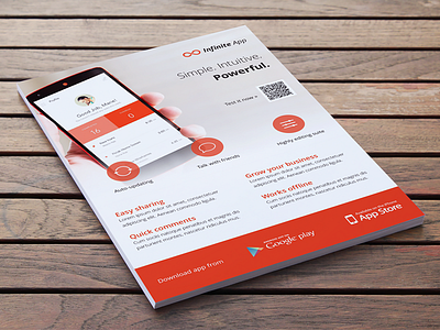 Mobile Application, Phone App flyer / ad template ad app flat flyer icon indesign iphone minimal mobile phone print smartphone