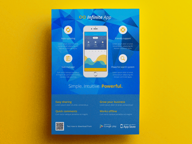 Mobile Application, Phone App flyer / ad template #2 ad app flat flyer icon indesign iphone minimal mobile phone print smartphone